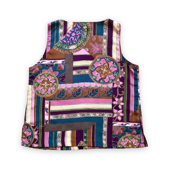 Vintage S. G. Sport Patterned Button Up and Tank Top Set Purple Gold Green - Picture 6 of 10